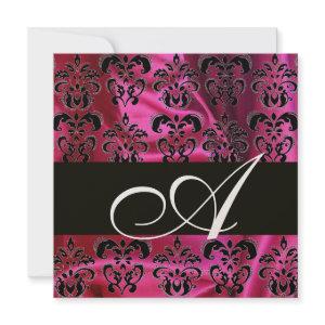 FUCHSIA  BLACK  SILK DAMASK MONOGRAM , Champagne