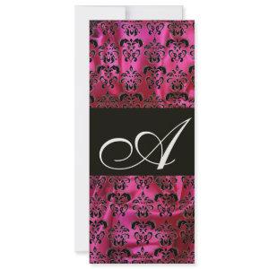 FUCHSIA  BLACK SILK DAMASK MONOGRAM ,Gold