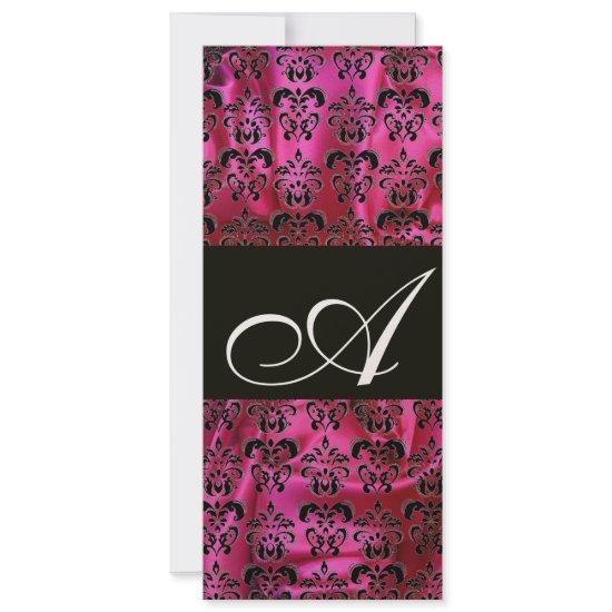 FUCHSIA  BLACK SILK DAMASK MONOGRAM ,Gold