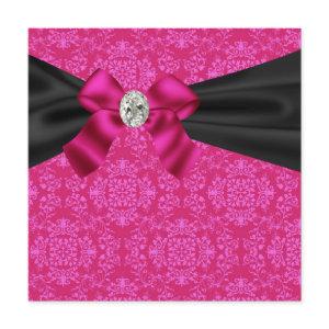 Fuchsia Hot Pink Black Damask Party
