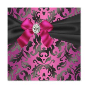 Fuchsia Hot Pink Black Damask Party