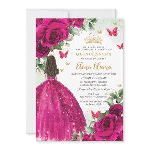 Fuchsia Hot Pink Roses Floral Quinceañera Sweet 16