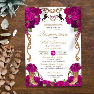 Fuchsia Magenta Roses Western Charro Quinceanera