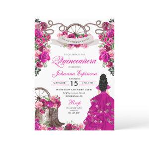 Fuchsia Pink Cowgirl Western Charro Quinceanera