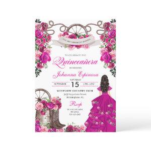 Fuchsia Pink Cowgirl Western Charro Quinceanera