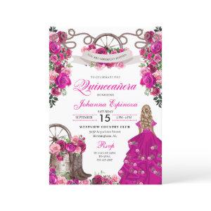 Fuchsia Pink Cowgirl Western Charro Quinceanera