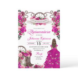 Fuchsia Pink Cowgirl Western Charro Quinceanera