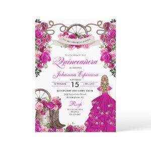 Fuchsia Pink Cowgirl Western Charro Quinceanera