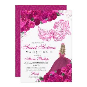 Fuchsia Pink Floral Masquerade Sweet 16
