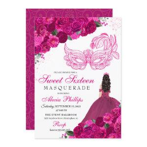 Fuchsia Pink Floral Masquerade Sweet 16