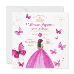 Fuchsia Pink Quinceañera 15 Anos Gold Birthday