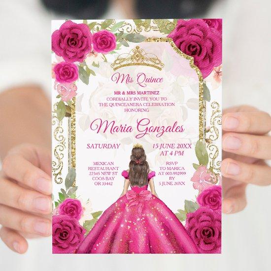 Fuchsia Pink Rose & Dress Charra Mis XV Anos