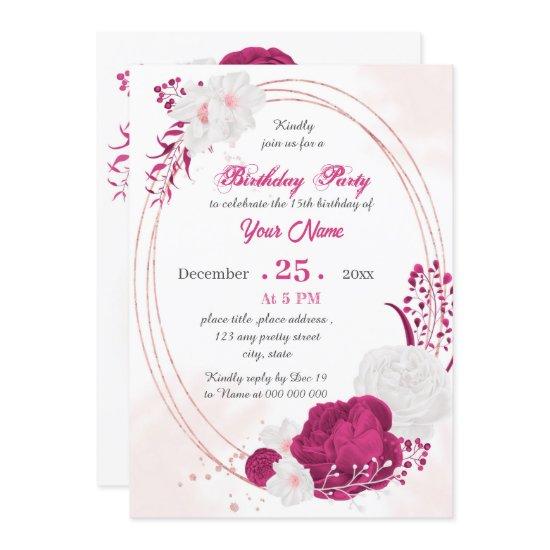 fuchsia & white floral geometric birthday party