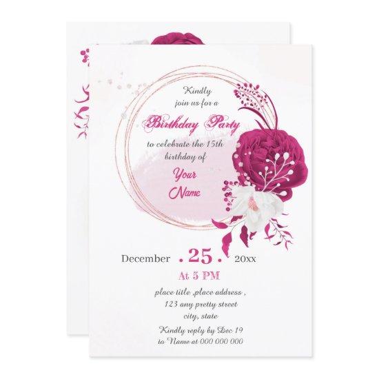fuchsia & white floral wreath birthday party