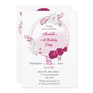 fuchsia & white floral wreath birthday party