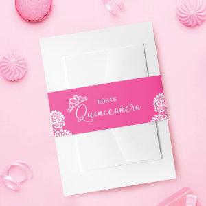 Fun Elegant Girly Pink Crown Quinceanera Princess  Belly Band