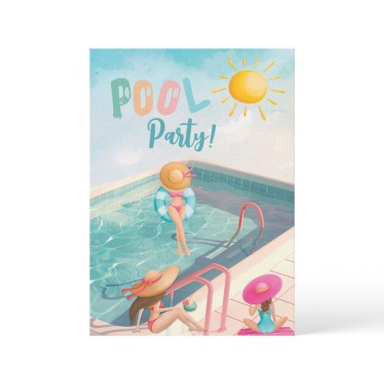 Fun Summer Pool Party Watercolor Sweet 16