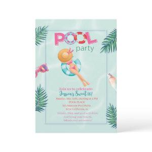 Fun Summer Pool Party Watercolor Sweet 16