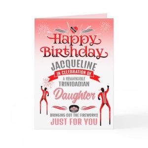 Fun TRINIDADIAN Daughter Red and Grey Birthday Card