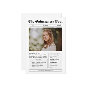 Funny black and white newspaper photo Quinceanera