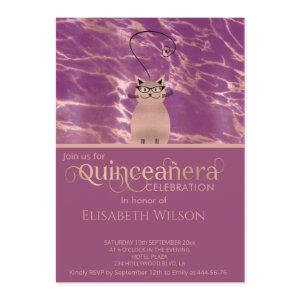Funny cat Cassis rose gold marble  Quinceañera