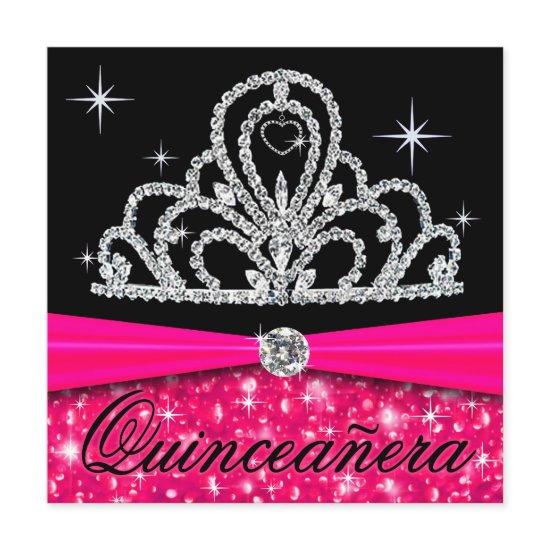 Fuschia Black Quinceanera Princess Tiara Bling
