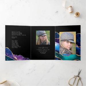 Galaxy Agate Quinceañera Photo Tri-Fold