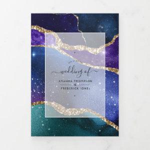 Galaxy Agate Wedding Photo Tri-Fold