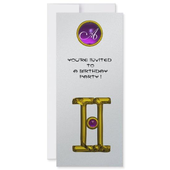 GEMINI ALEXANDRITE MONOGRAM,amethyst bright yellow