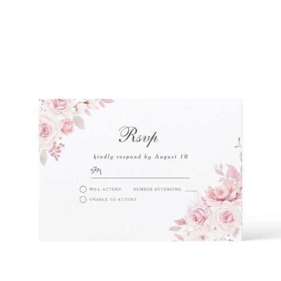 Gentle Blush Pink Wedding or any event RSVP Card