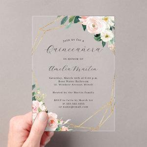 Geo Clear Acrylic Floral Quinceanera  Acrylic