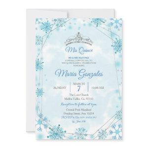 Geometric & Blue Snowflakes Sweet 15th Birthday