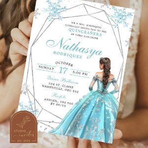 Geometric Blue Winter Snowflake Quinceanera