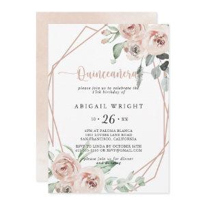 Geometric Classic Dusty Pink Rose Quinceañera