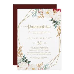 Geometric Classic Gold Floral Quinceañera