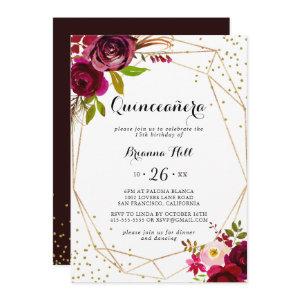 Geometric Gold Glitter Rustic Blush Quinceañera