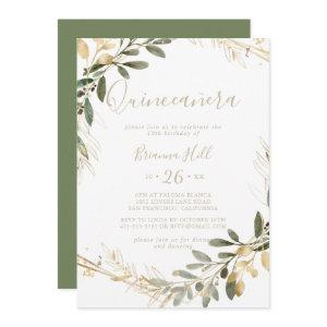 Geometric Gold Greenery Fall Quinceañera