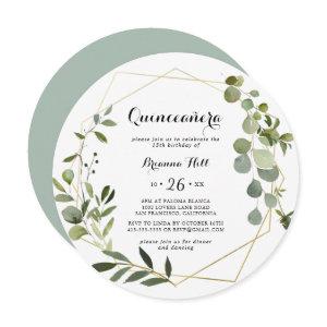 Geometric Gold Tropical Calligraphy Quinceañera
