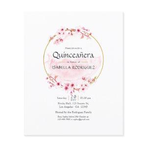 Geometric Pink Spring Cherry Blossom Quinceañera  Flyer