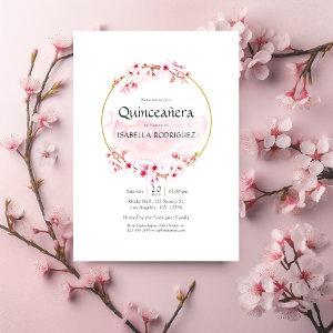 Geometric Pink Spring Cherry Blossom Quinceañera