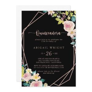 Geometric Rose Gold Spring Floral Quinceañera