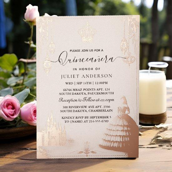 Get Pastel Font Dusty Glam Rose Gold Quinceanera Foil