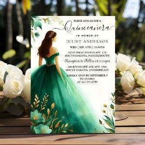 Get Trees Gold Mint Glam Emerald Green Quinceanera
