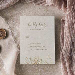 Gilded Floral | Cream Gold Simple RSVP Card