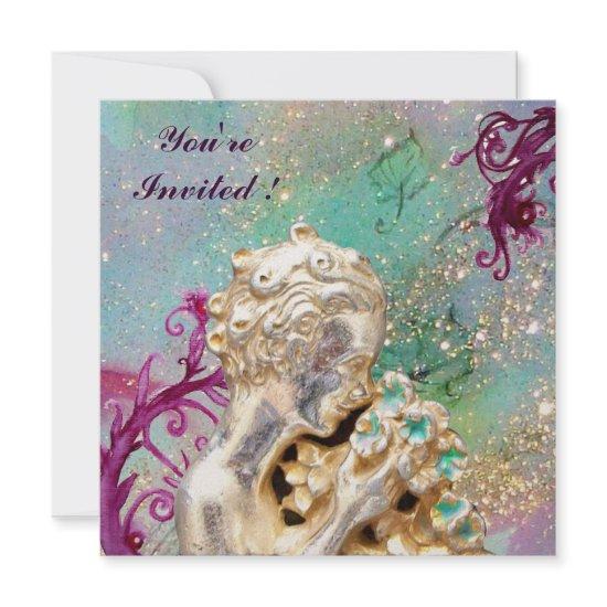 GIRL WITH FLOWERS IN GOLD SPARKLES ,Pink Amethyst