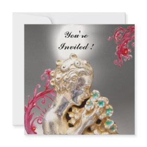 GIRL WITH FLOWERS ,Red Burgundy Ruby,White