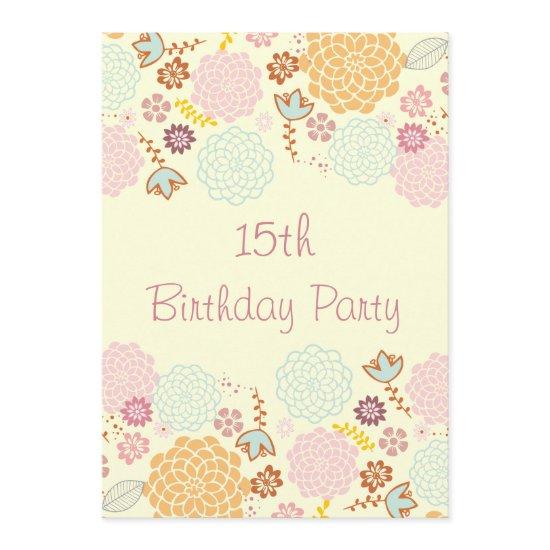 Girl's 15th Birthday Fancy Modern Floral