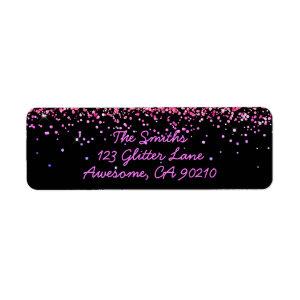 Girly Black Glitter New Home Return Address Label