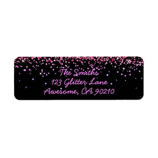 Girly Black Glitter New Home Return Address Label