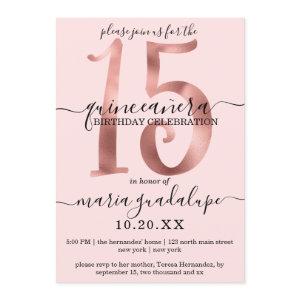 Girly Chic Faux Rose Gold Blush Pink Quinceañera